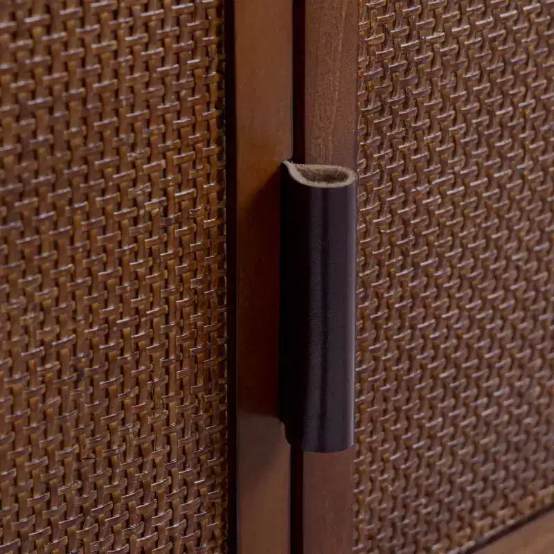 Meuble Haut de Salle de Bain 2 Portes avec Accents en Bois Massif et Rotin Naturel Hatteras Modern Boho - Teamson Home