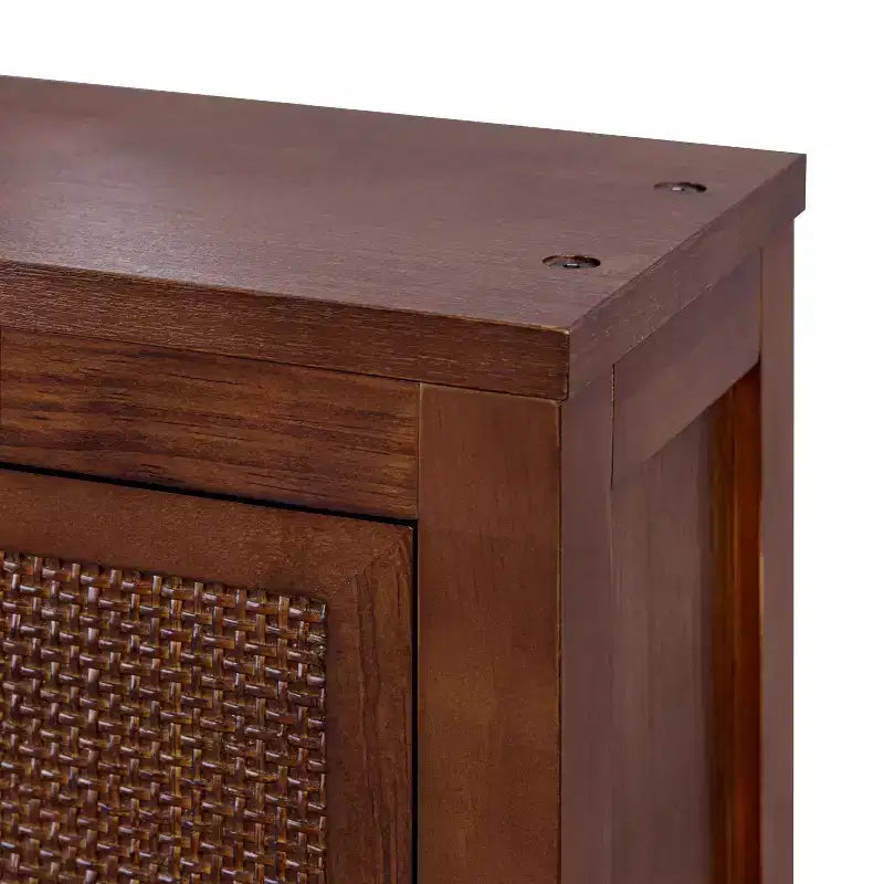 Meuble Haut de Salle de Bain 2 Portes avec Accents en Bois Massif et Rotin Naturel Hatteras Modern Boho - Teamson Home