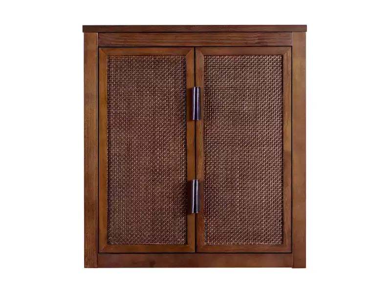 Meuble Haut de Salle de Bain 2 Portes avec Accents en Bois Massif et Rotin Naturel Hatteras Modern Boho - Teamson Home