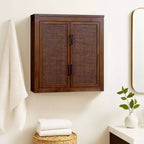 Meuble Haut de Salle de Bain 2 Portes avec Accents en Bois Massif et Rotin Naturel Hatteras Modern Boho - Teamson Home