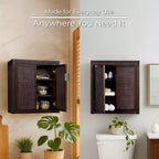 Meuble Haut de Salle de Bain 2 Portes avec Accents en Bois Massif et Rotin Naturel Hatteras Modern Boho - Teamson Home