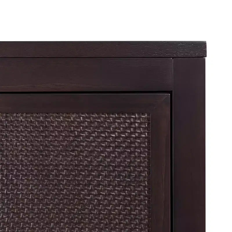 Meuble Haut de Salle de Bain 2 Portes avec Accents en Bois Massif et Rotin Naturel Hatteras Modern Boho - Teamson Home