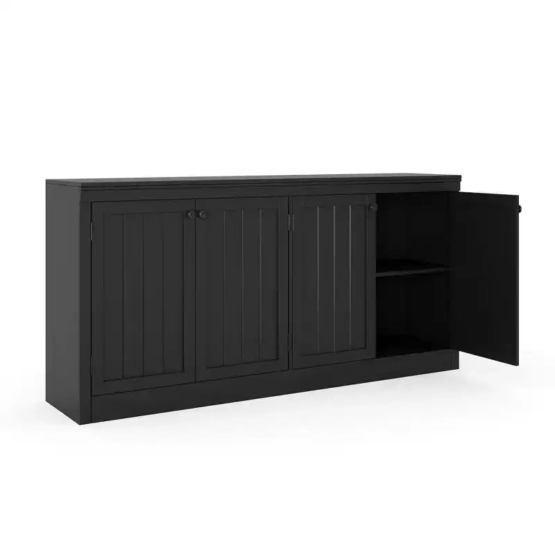 Buffet de rangement 63 po, armoire de bar à café pour entrée avec 4 portes, meuble de console média moderne, armoire de rangement au sol en bois pour salon