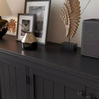 Buffet de rangement 63 po, armoire de bar à café pour entrée avec 4 portes, meuble de console média moderne, armoire de rangement au sol en bois pour salon