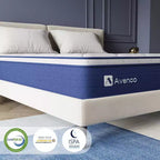 Matelas Avenco hybride de taille moyenne en mousse viscoélastique/ressorts ensachés de 25,4 cm, livré en boîte