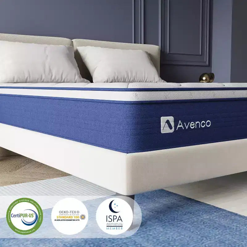 Matelas Avenco hybride de taille moyenne en mousse viscoélastique/ressorts ensachés de 25,4 cm, livré en boîte