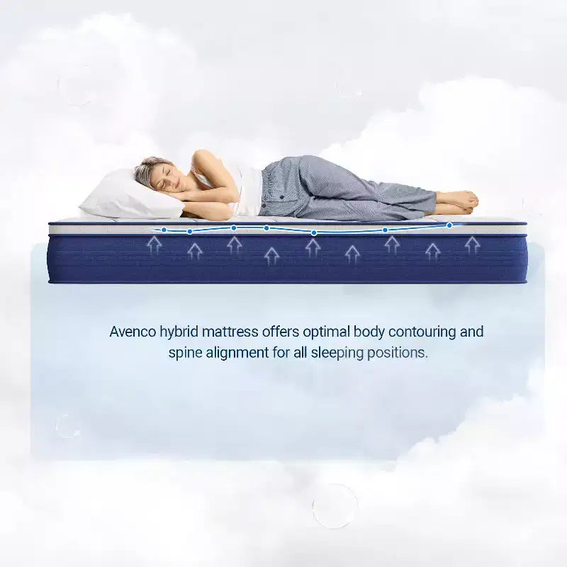 Matelas Avenco hybride de taille moyenne en mousse viscoélastique/ressorts ensachés de 25,4 cm, livré en boîte