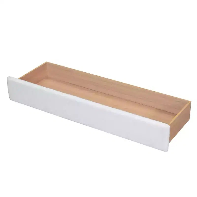 Lit Plateforme Rembourré BELLEMAVE, Cadre de Lit en Bois en Polaire Teddy avec Tiroir et Ports USB, pour Chambre, Montage Facile, Blanc