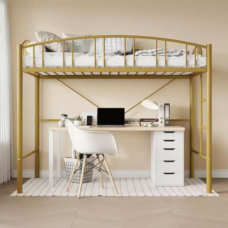 Lit superposé jumeau avec escalier et garde-corps arqué, lit plateforme en métal avec lattes solides, peu encombrant, silencieux, sans sommier tapissier, pour enfants et dortoirs