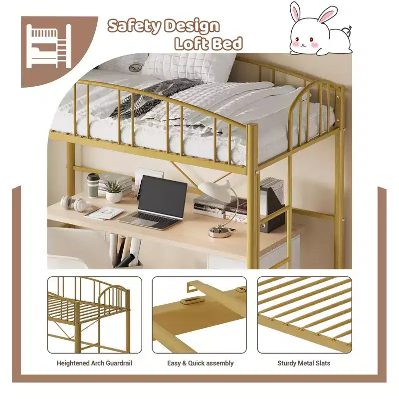 Lit superposé jumeau avec escalier et garde-corps arqué, lit plateforme en métal avec lattes solides, peu encombrant, silencieux, sans sommier tapissier, pour enfants et dortoirs