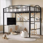 Lit superposé jumeau avec escalier et garde-corps arqué, lit plateforme en métal avec lattes solides, peu encombrant, silencieux, sans sommier tapissier, pour enfants et dortoirs