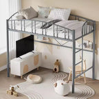 Lit superposé jumeau avec escalier et garde-corps arqué, lit plateforme en métal avec lattes solides, peu encombrant, silencieux, sans sommier tapissier, pour enfants et dortoirs