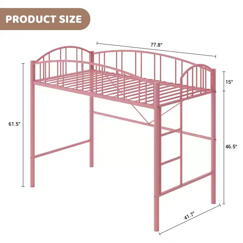 Lit superposé jumeau avec escalier et garde-corps arqué, lit plateforme en métal avec lattes solides, peu encombrant, silencieux, sans sommier tapissier, pour enfants et dortoirs