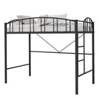 Lit superposé jumeau avec escalier et garde-corps arqué, lit plateforme en métal avec lattes solides, peu encombrant, silencieux, sans sommier tapissier, pour enfants et dortoirs