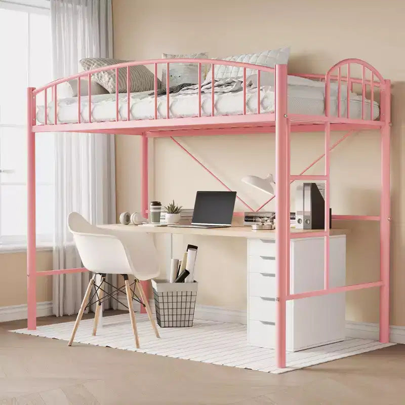 Lit superposé jumeau avec escalier et garde-corps arqué, lit plateforme en métal avec lattes solides, peu encombrant, silencieux, sans sommier tapissier, pour enfants et dortoirs