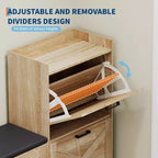 Banc de Rangement à Chaussures COZONY avec Tiroirs Basculants, Banc d'Entrée Rembourré, Meuble à Chaussures Étroit et Discret pour Couloir et Salon
