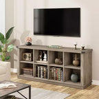 8 Cube Storage Organizer Bookshelf, Farmhouse Style Horizontal Bookcase, 62-inch Wooden Storage Bookcase for Entryway, Long and Short Bookshelf