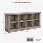 Bibliothèque de rangement 8 cubes, style ferme, bibliothèque horizontale, bibliothèque de rangement en bois de 62 pouces pour entrée, étagère longue et courte