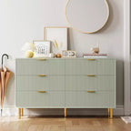 COZONY Commode 6 tiroirs avec poignées dorées, meuble de rangement moderne en bois, grande commode pour chambre à coucher et salon