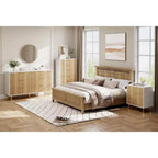 COZONY Commode 6 tiroirs avec poignées dorées, meuble de rangement moderne en bois, grande commode pour chambre à coucher et salon
