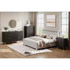 COZONY Commode 6 tiroirs avec poignées dorées, meuble de rangement moderne en bois, grande commode pour chambre à coucher et salon