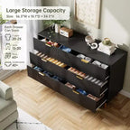 COZONY Commode 6 tiroirs avec poignées dorées, meuble de rangement moderne en bois, grande commode pour chambre à coucher et salon