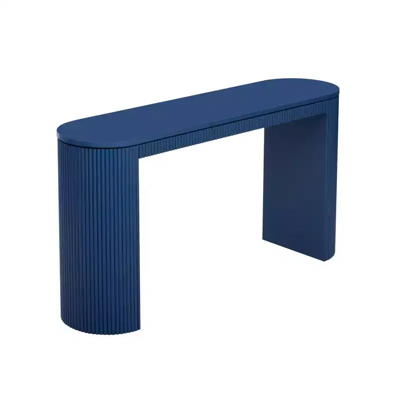 Table Console Moderne Okak avec Pieds Courbés, Table d'Entrée à Rayures Verticales avec Plateau Épais, Table Console Étroite pour Salon, Entrée