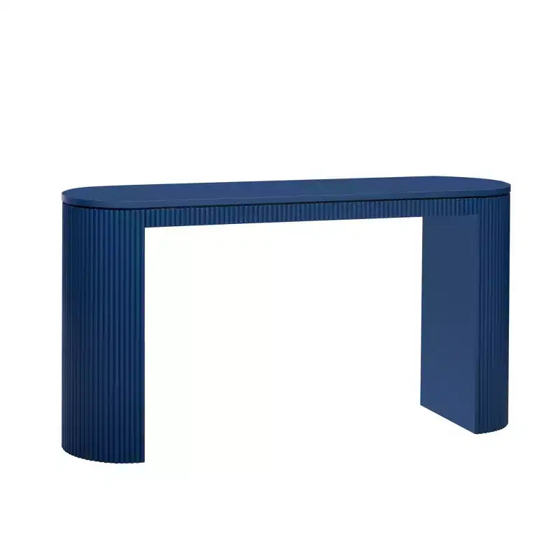 Table Console Moderne Okak avec Pieds Courbés, Table d'Entrée à Rayures Verticales avec Plateau Épais, Table Console Étroite pour Salon, Entrée
