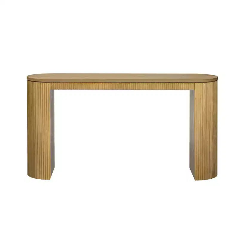 Table Console Moderne Okak avec Pieds Courbés, Table d'Entrée à Rayures Verticales avec Plateau Épais, Table Console Étroite pour Salon, Entrée