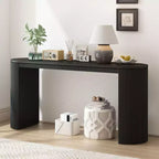 Table Console Moderne Okak avec Pieds Courbés, Table d'Entrée à Rayures Verticales avec Plateau Épais, Table Console Étroite pour Salon, Entrée