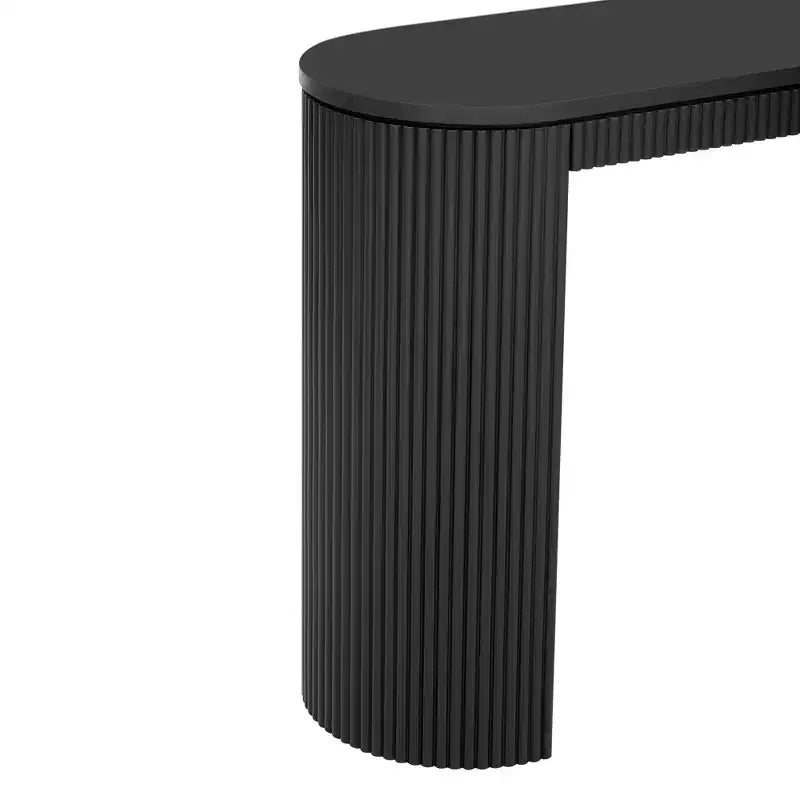 Table Console Moderne Okak avec Pieds Courbés, Table d'Entrée à Rayures Verticales avec Plateau Épais, Table Console Étroite pour Salon, Entrée