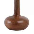 Table d'appoint élégante avec plateau en verre et piédestal en bois pour le salon - Table d'appoint étroite sculpturale pour l'entrée - 21, Brun et transparent