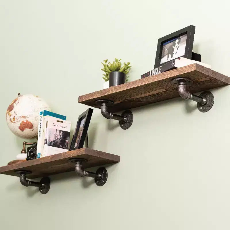 Étagères RESTORE Sunset Brown de 24 po avec supports en L par Pipe Decor