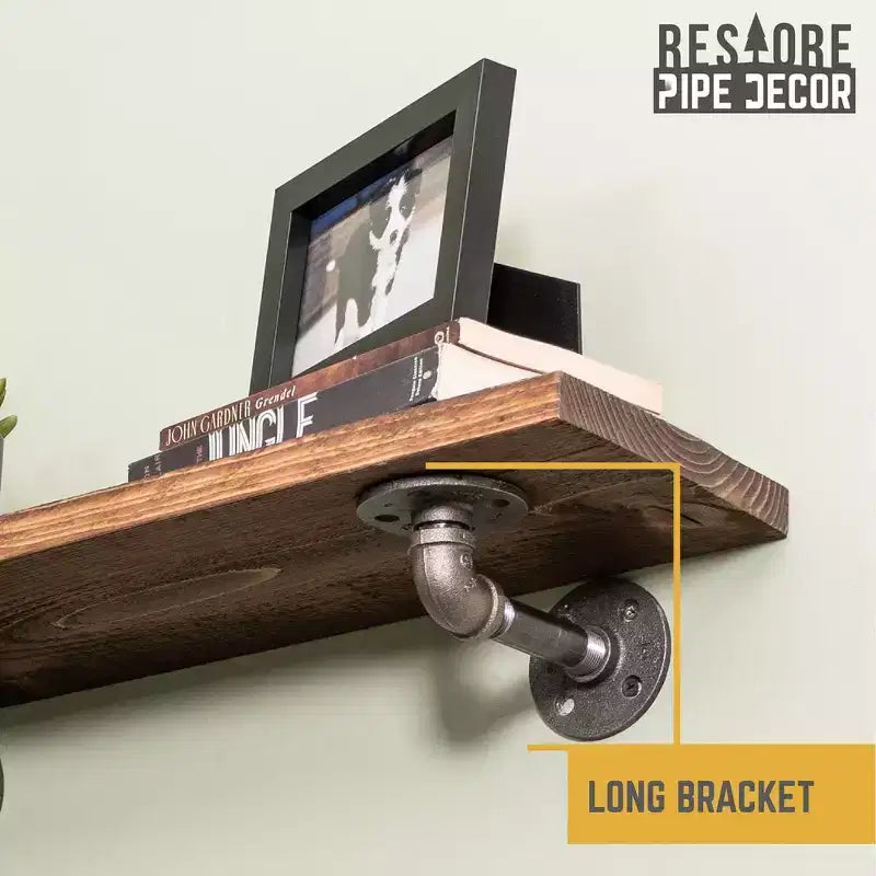 Étagères RESTORE Sunset Brown de 24 po avec supports en L par Pipe Decor