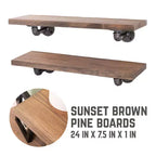 Étagères RESTORE Sunset Brown de 24 po avec supports en L par Pipe Decor