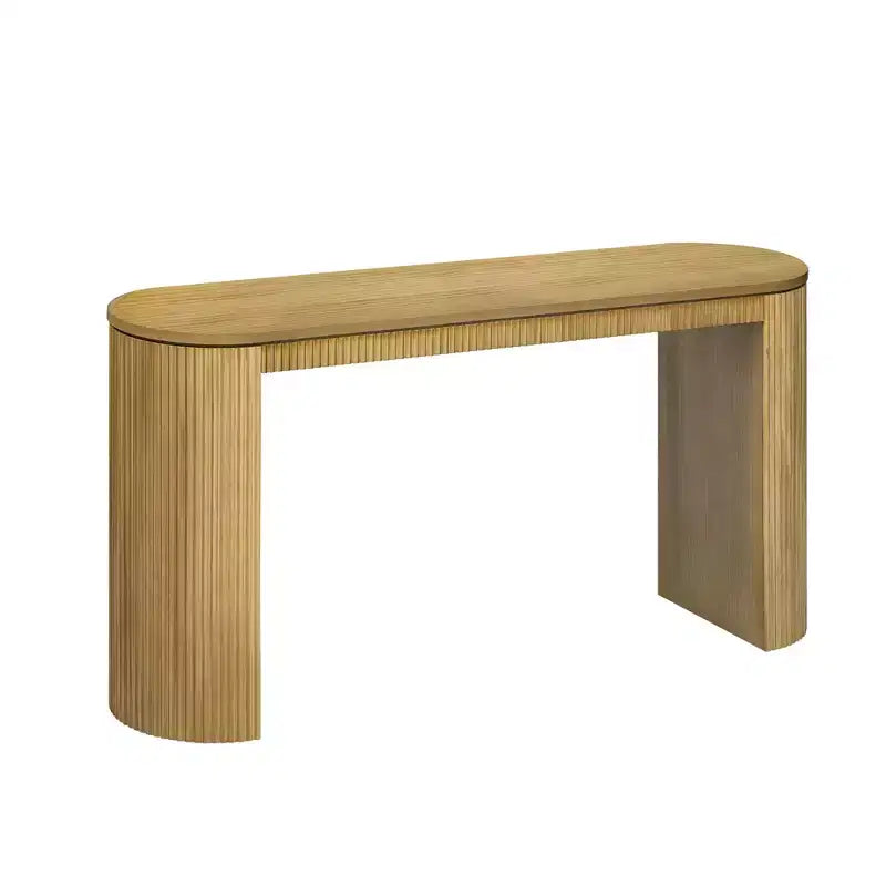 Table d'entrée moderne Okak avec pieds incurvés, console à rayures verticales avec plateau épais, console étroite pour salon, entrée