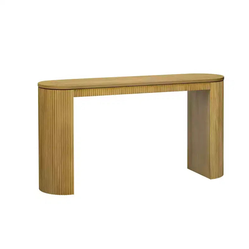 Table d'entrée moderne Okak avec pieds incurvés, console à rayures verticales avec plateau épais, console étroite pour salon, entrée