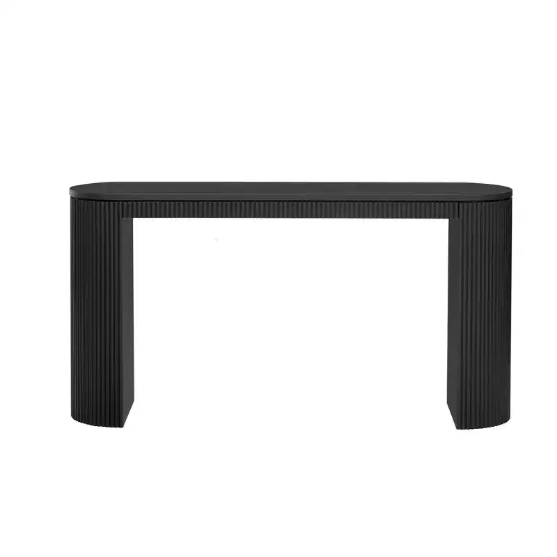 Table d'entrée moderne Okak avec pieds incurvés, console à rayures verticales avec plateau épais, console étroite pour salon, entrée