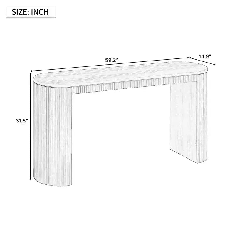 Table d'entrée moderne Okak avec pieds incurvés, console à rayures verticales avec plateau épais, console étroite pour salon, entrée