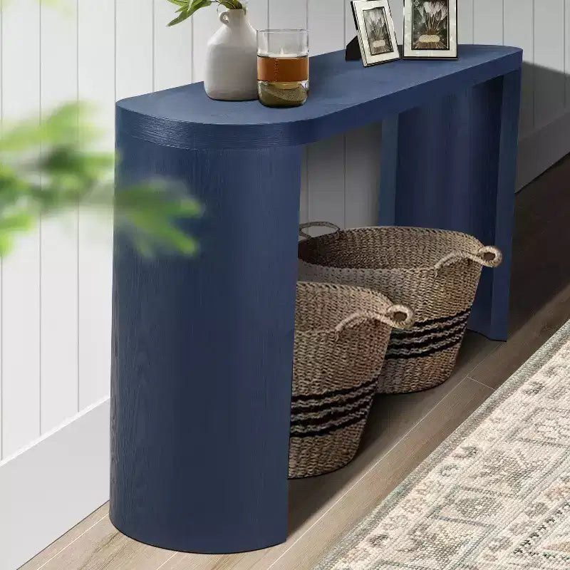 Okak Table d'entrée minimaliste 60 pouces avec pieds incurvés, longue console avec plateau épais, table d'appoint pour salon, couloir