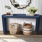 Okak Table d'entrée minimaliste 60 pouces avec pieds incurvés, longue console avec plateau épais, table d'appoint pour salon, couloir