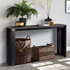 Okak Table d'entrée minimaliste 60 pouces avec pieds incurvés, longue console avec plateau épais, table d'appoint pour salon, couloir