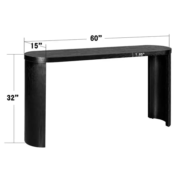 Okak Table d'entrée minimaliste 60 pouces avec pieds incurvés, longue console avec plateau épais, table d'appoint pour salon, couloir