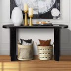 Okak 60IN Minimalism Entryway Table with Curved Legs, Long Console Table with Thick Tabletop, Accent Table for Living Room, Hallway