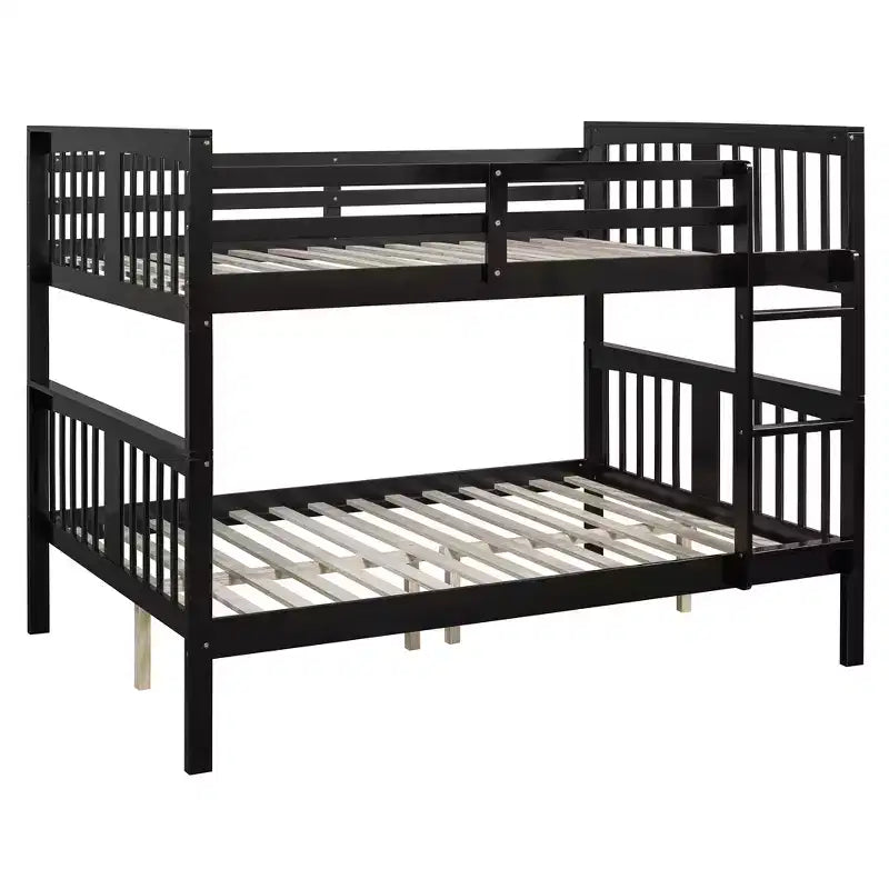 Lit superposé en bois deux places avec garde-corps de sécurité et échelle robuste pour chambres à coucher, chambres d'amis et dortoirs.