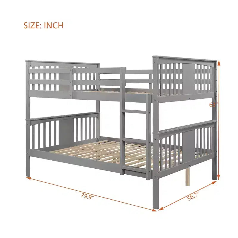 Lit superposé en bois deux places avec garde-corps de sécurité et échelle robuste pour chambres à coucher, chambres d'amis et dortoirs.