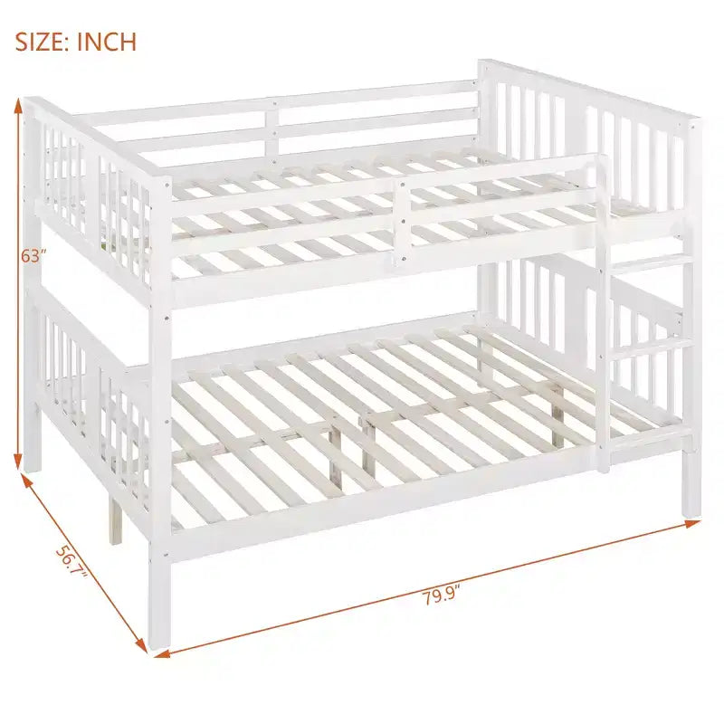 Lit superposé en bois deux places avec garde-corps de sécurité et échelle robuste pour chambres à coucher, chambres d'amis et dortoirs.