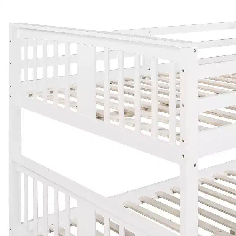 Lit superposé en bois deux places avec garde-corps de sécurité et échelle robuste pour chambres à coucher, chambres d'amis et dortoirs.