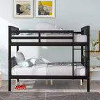Lit superposé en bois deux places avec garde-corps de sécurité et échelle robuste pour chambres à coucher, chambres d'amis et dortoirs.