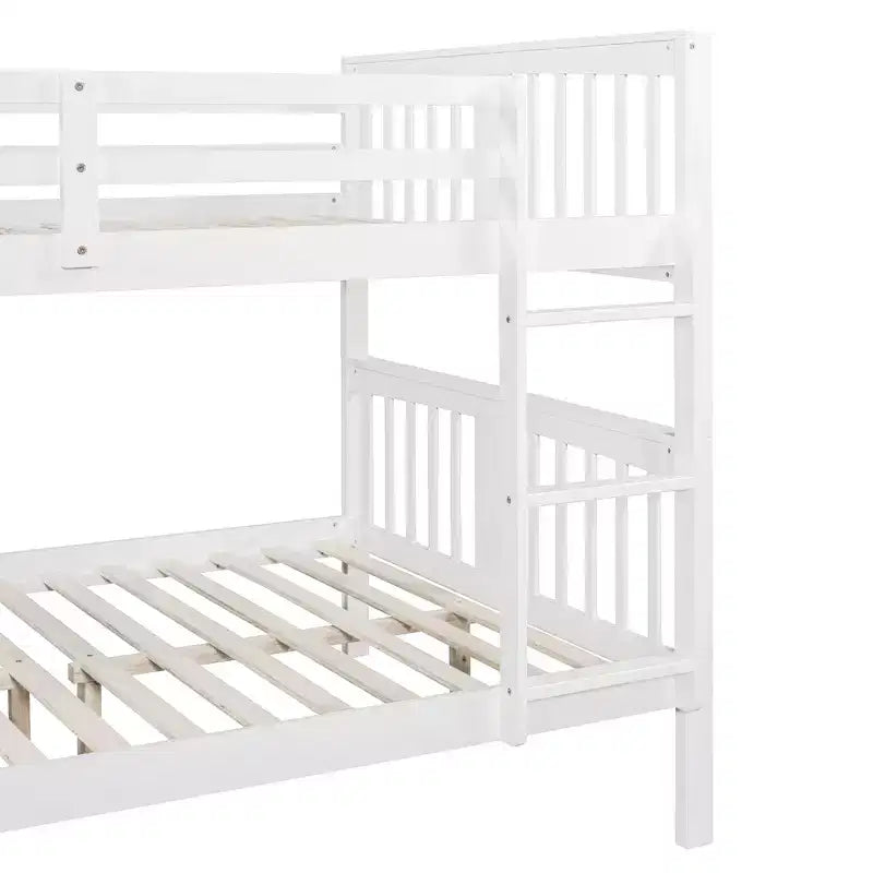 Lit superposé en bois deux places avec garde-corps de sécurité et échelle robuste pour chambres à coucher, chambres d'amis et dortoirs.